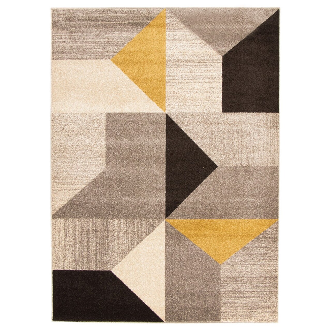 Chaudhary Living 6.5' x 9.5' Geometric Rectangular Area Throw Rug - Gray and Gold